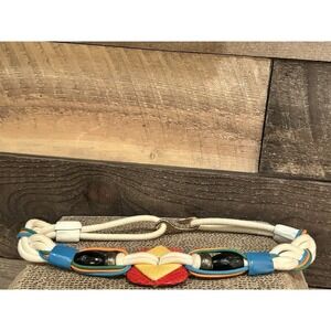 VTG 1980s Snakeskin Beaded metal And‎ Fabric Braided Cord Waist Belt